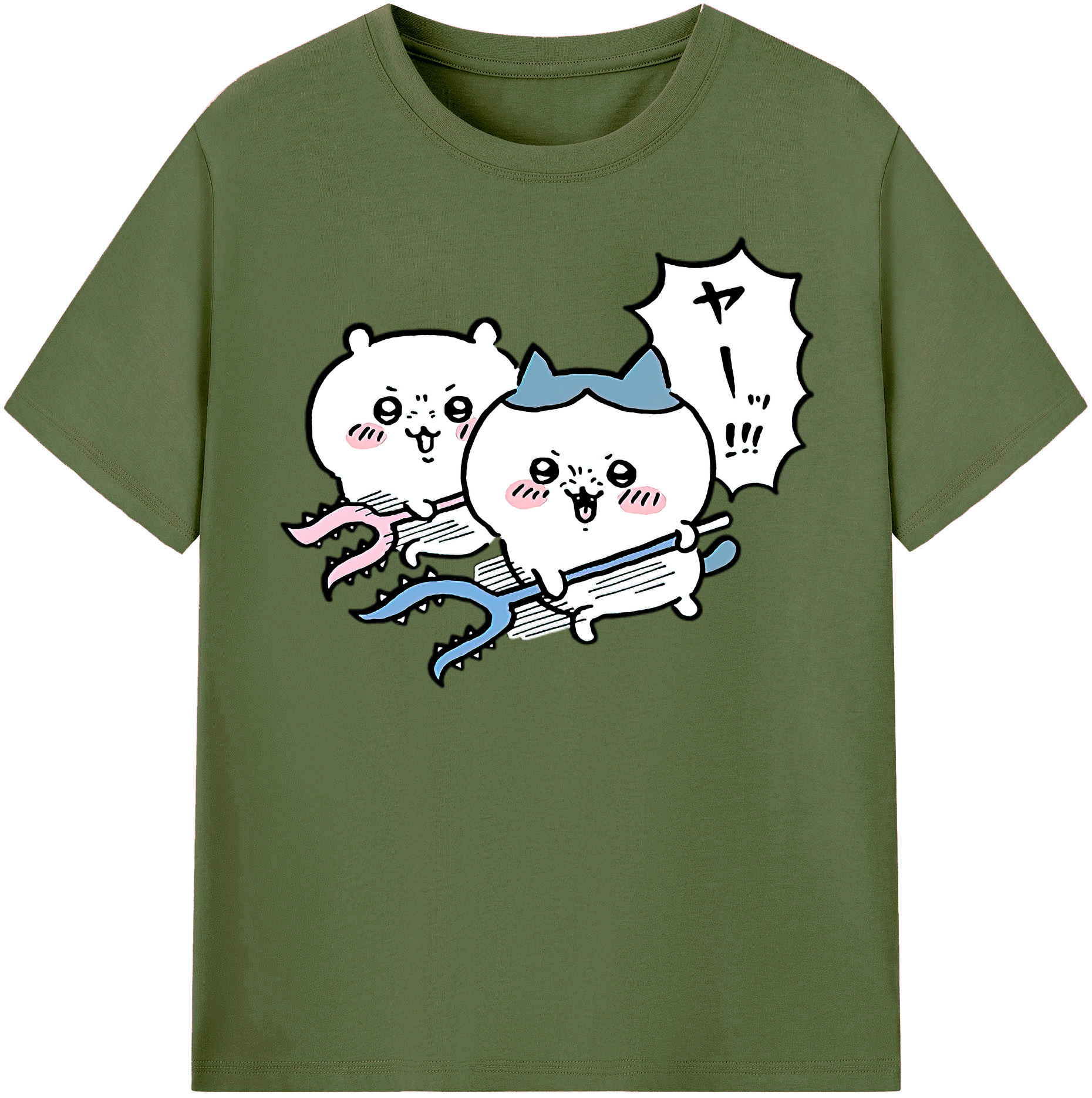 （画像用） ちいかわ ハチワレ Chii-kawa hachiware 綿100％半袖Tシャツ（フロントプリント）